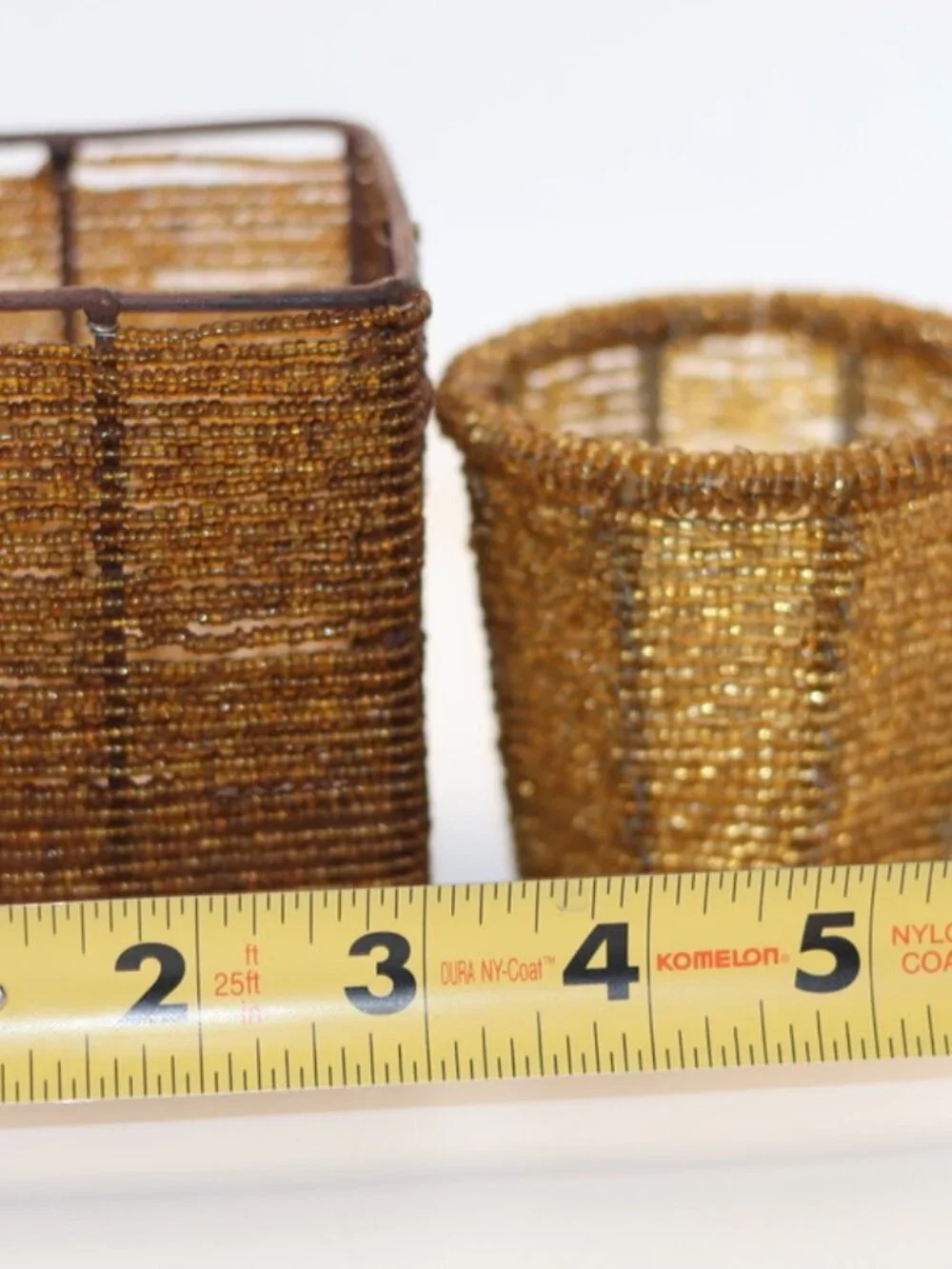 Vintage Beaded Candle Holders or Vanity Dishes Made in India